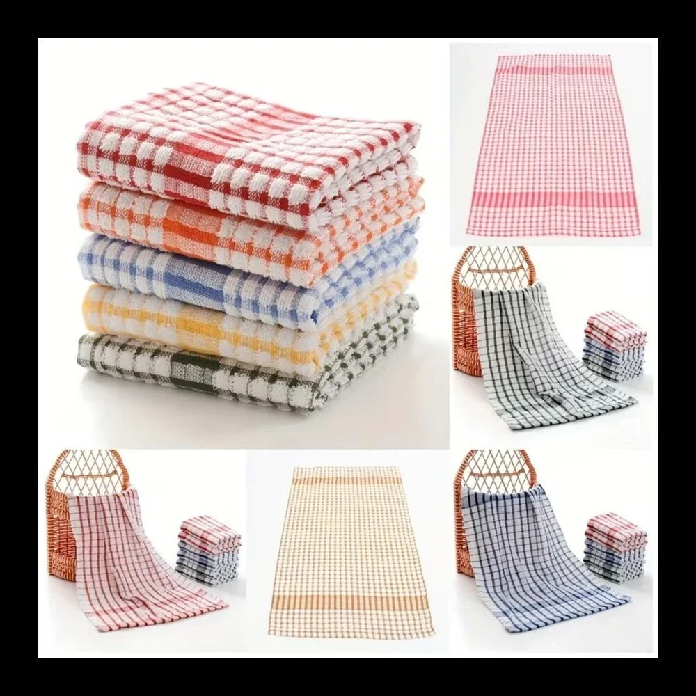 10 Pack Large Plaid Kitchen Cleaning Cloths